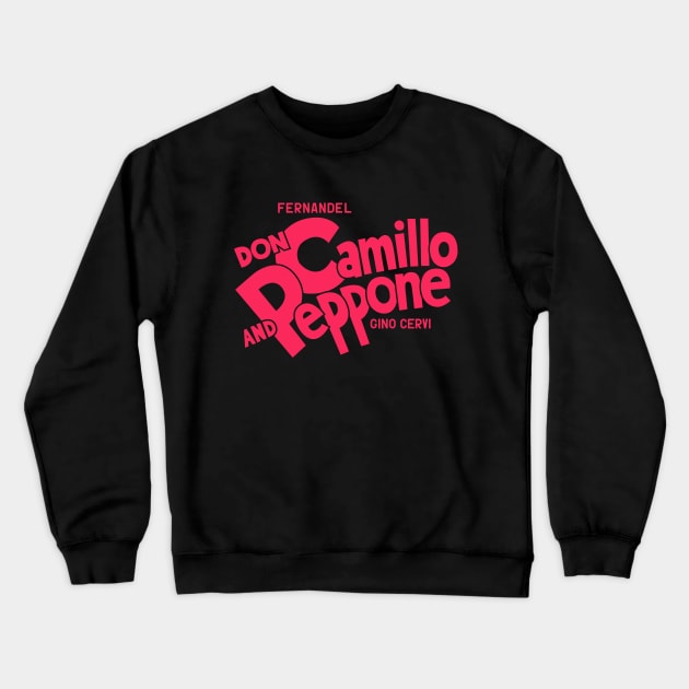 Don Camillo and Peppone Typography Design - Classic Italian Cinema Art Crewneck Sweatshirt by Boogosh